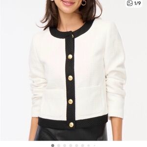 J. Crew White and Black Blazer with Gold Buttons